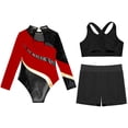 thumbnail image 4 of TiaoBug Kids Girls Long Sleeve Gymnastics Leotard Vest with Athletic Shorts Ballet Unitard Dancewear Red 14, 4 of 5
