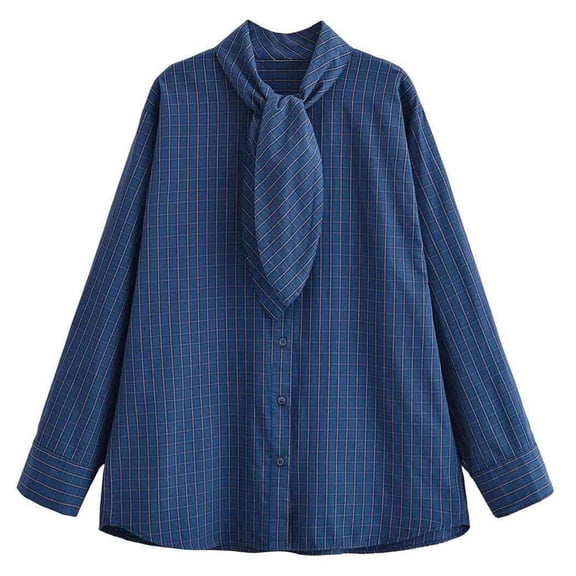 Annhoo Shirts for Women Dressy Casual Collar Block Color Plaid Button Down Lightweight Long Sleeve Tops Soft Clothes
