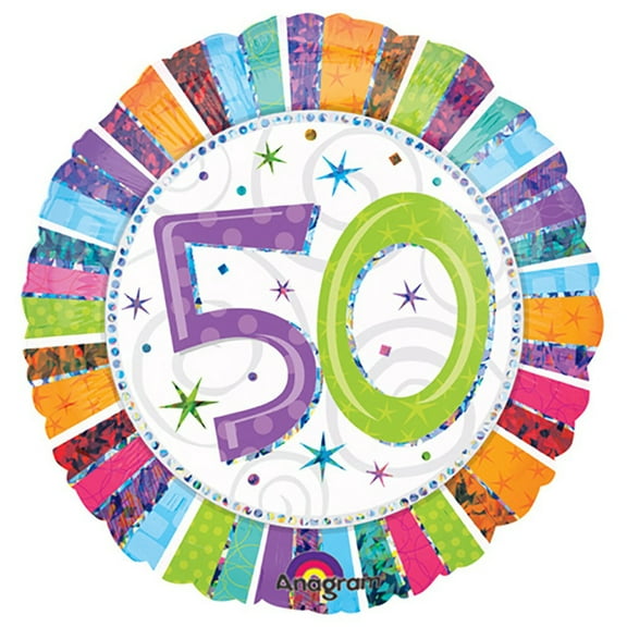 18 inch Radiant Birthday 50 Anagram Foil Mylar Balloon - Party Supplies Decorations