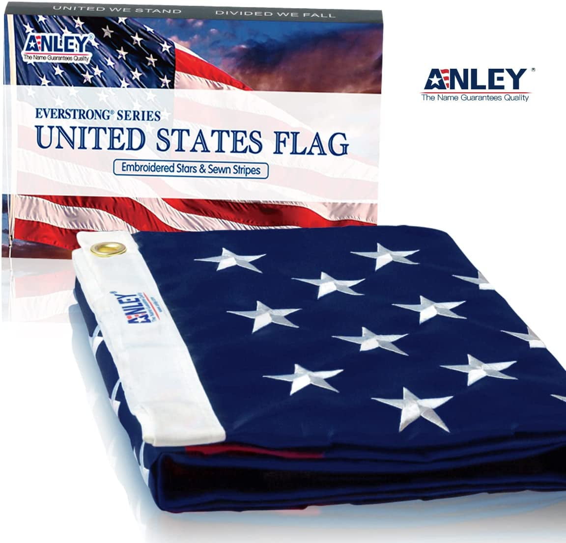 ANLEY American US Flag 5x8 Ft Heavy Duty - Embroidered Stars 210D USA Banner Flags with Brass Grommets