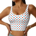 thumbnail image 2 of Lsque Red Blue Polka Dots Printed Women'S Sports Bra, Compression, Moisture Wicking, High-Impact Sports Bra For Women,Supportive sports bra-Small, 2 of 9