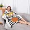 thumbnail image 5 of Oversized Wearable Blanket Hoodie,Orange Boho Geometric and Plant Pattern Sherpa Blanket Hoodie with Super Pockets,Super Warm Fuzzy Pullover for Women & Men, 5 of 6