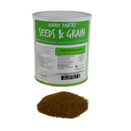 Certified Organic Alfalfa Sprouting Seed- 5 Lbs - Handy Pantry Brand - High Sprout Germination- Edible Seeds, Gardening, Hydroponics, Growing Salad Sprouts, Planting, Food Storage & More