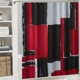thumbnail image 6 of PRATYUS  Modern Geometric Shower Curtain Red,RED and Black White Waterproof Shower Curtain Set for Bathroom Restroom with Hooks 36x72, 6 of 7