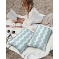thumbnail image 3 of Outdoor Waterproof Throw Pillow Covers Set of 2 Sky Blue and White Stripes Decorative Pillowcases Lumbar Outdoor Pillows Cushion Case 20x12 Inch Sea Wave Patio Pillows for Couch Sofa Bed Garden, 3 of 7