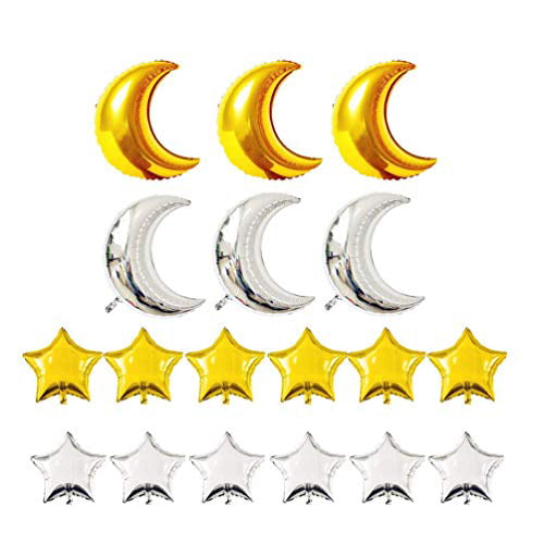 Sweet Moon 2 Piece Crescent and Star Foil Balloons