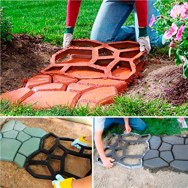 Topeakmart 3pcs Irregular Pathmate Concrete Paving Mold Plastic Stepping Stone Mold Garden 16 7x16 5x1 5 Lxwxt Walmart Com Walmart Com
