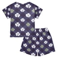thumbnail image 2 of Purple Plaid Clover Summer Pajama Set Soft Cotton Short Sleeve Sleepwear 2PCS Pajama Sets Breathable Lounge Set Size 12Y, 2 of 7