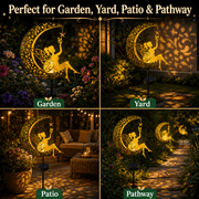MEHOOM 32 Moon Fairy Solar Garden Lights, Decorative Solar Lights for Outside, Solar Powered Outdoor Lights, Outdoor Solar Lights for Walkway Yard Pathway Decor for Christmas Decorations