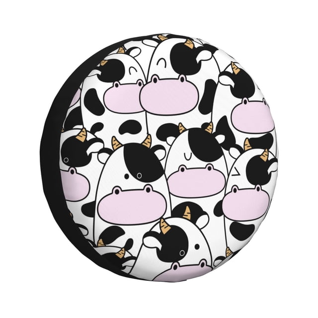 Fotbe Cute Animal with Cow Funda de Llanta de Repuesto con Estampado, Engrosada, Ajuste Universal para Jeep, Remolque, RV, SUV, Camión-15 inch