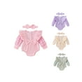 thumbnail image 3 of Suealasg Baby Girls Ruffle Romper Solid Color Long Sleeve Jumpsuits + Headband Set 3 6 9 12 18 Months Infant Girls Outfits, 3 of 9