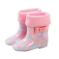 thumbnail image 5 of Hpapadks Rain Boots Kids Rubber Winter Warm Waterproof Water Shoes Solid Casual Hiking Outdoor Play Light Pink2 3-3.5 Y, 5 of 5