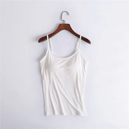 Womens Tops With Chest Pads One Camisole Thin Straps Underwear Sports Bottoming Shirt Tank Top for Women Plus Size Tops for Women Beige Modal 5XL