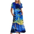 thumbnail image 1 of Jusqu'à 65 % de Réduction! Robes de Mode d'Été pour Femmes 2024 Grande Taille Manches Courtes Col Rond Robe Longue Ample Imprimée, 1 of 5