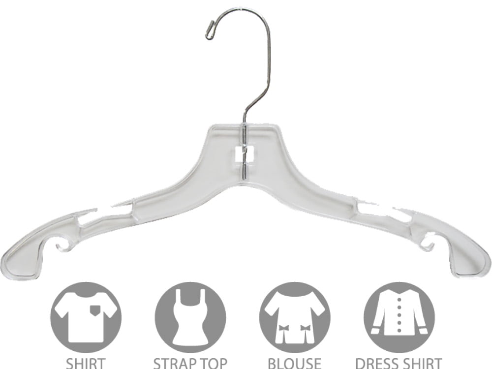 50 11" Clear Kids Children Bottom Pants Hangers Plastic Swivel Hook Adjustable 