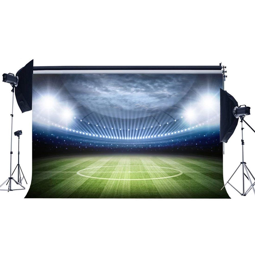 ABPHOTO Polyester 7x5ft Football Field Backdrop Stadium Bokeh Glitter ...