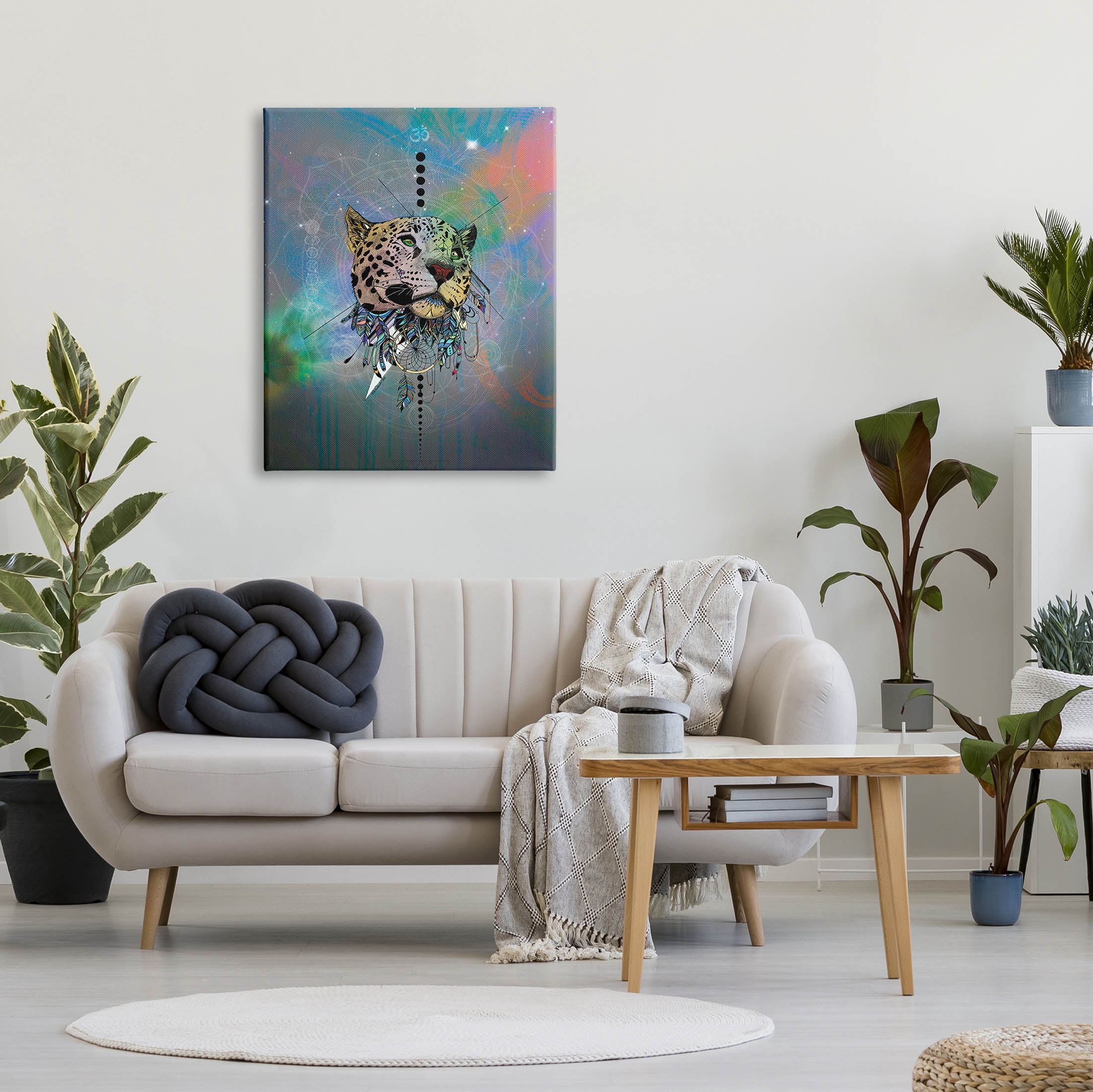 Stupell Industries Fractal Dreamcatcher Jaguar Graphic Art Gallery Wrapped Canvas Print Wall Art, Design by Karin Roberts