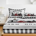 thumbnail image 6 of Twin Sze Fitted Sheet Set - Farmhouse Cabin 2 Piece Bedding Sets 16" Deep Pocket Fitted Sheet with 1 Pillowcase, Country Vintage House Wood Grain Pliad Brushed Microfiber Hotel Luxury Bed Sheets, 6 of 9