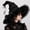 Black, variant on halloween witch hats, Halloween Witch Hat Lace Trim Rose Chain Pointed Wide Brim Cos-tume AccessoryPurple