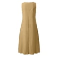 thumbnail image 4 of OSOLU Solid Color Summer Dresses For Women Casual Sleeveless Linen Flowy Beach Vacation Dress With Pockets Cozy Sundress Wedding Guest Dress, 4 of 5