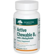Genestra Brands Active Chewable B12 with L-Methylfolate | Chewable Vitamin B12 and Folate Supplement | 60 Chewable Tablets | Natural Cherry Flavor