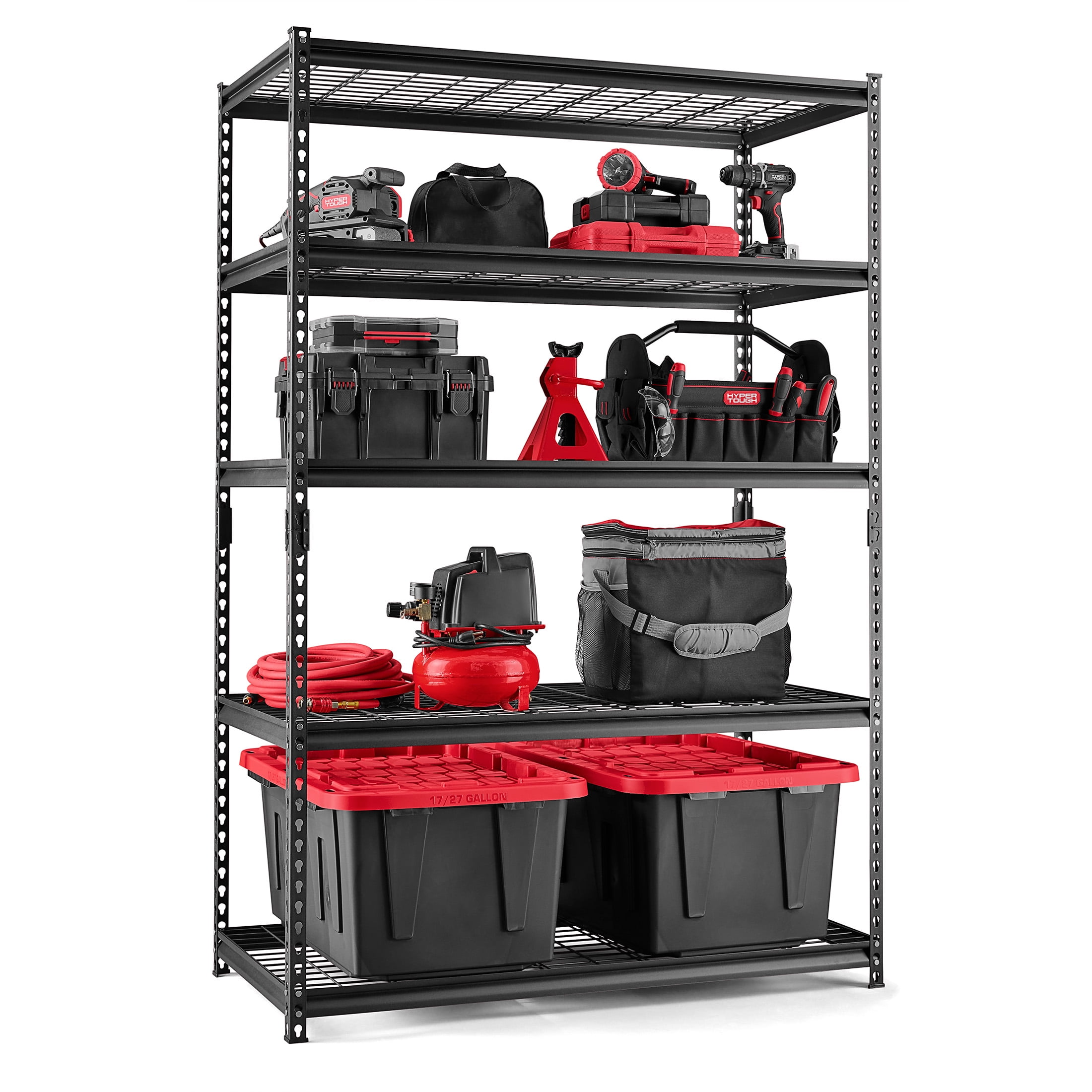 Hyper Tough 5-Shelf Steel Shelving Unit with Wire Decking, 48 in W x 24 in D x 72 in H, 4000 lb Capacity, Black