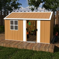 12x8FT Weatherproof Outdoor Heavy-Duty Metal Storage Shed w Window,Lockable Door