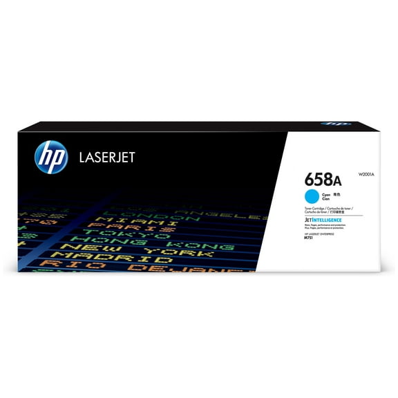 HP 658A Cyan Original LaserJet Toner Cartridge, ~6,000 pages, W2001A