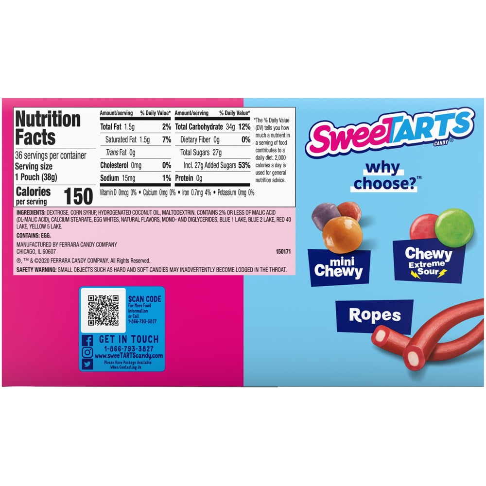 SweeTARTS Giant Chewy Candy, 1.5 oz Pouch, 36 ct