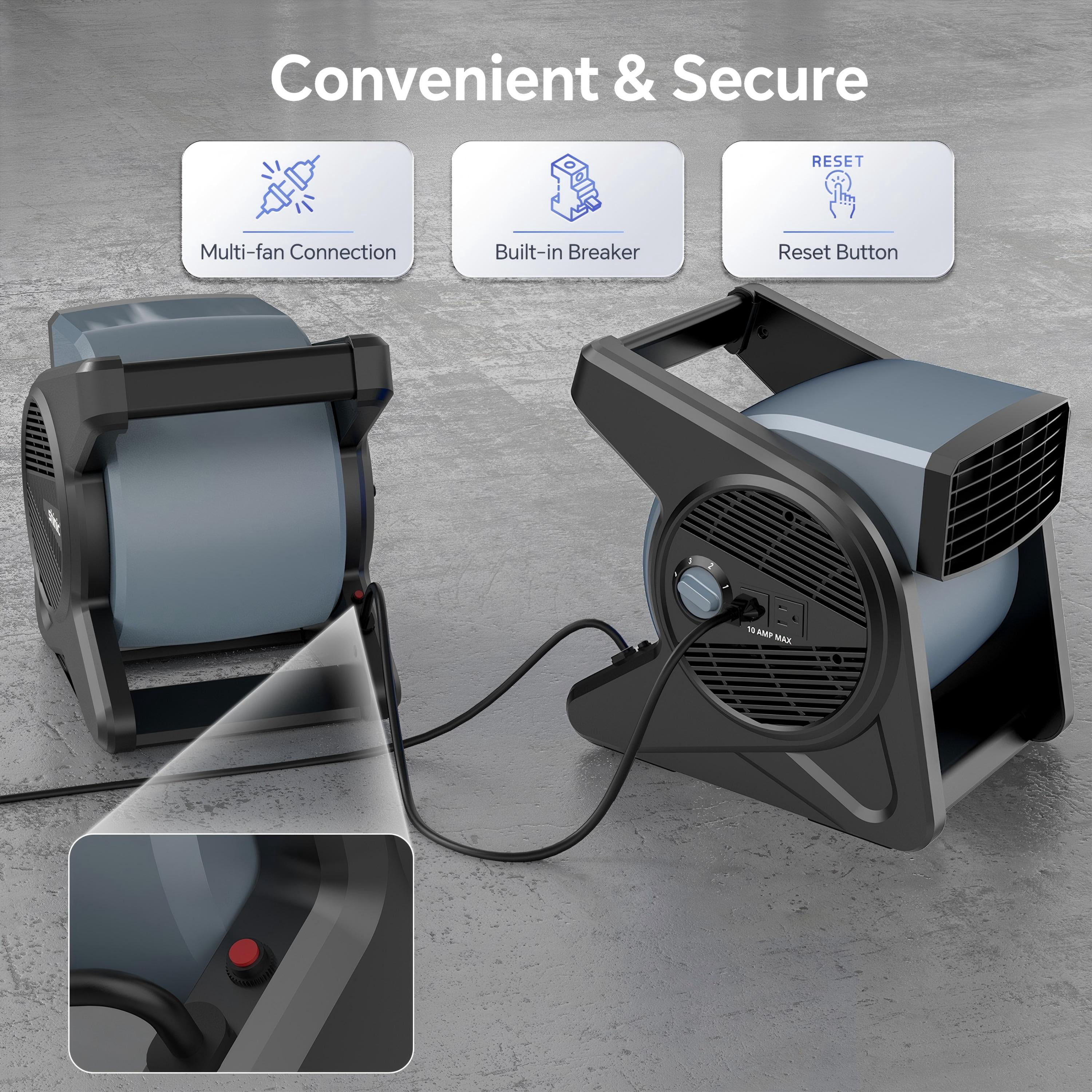 Shinic 15'' Pivoting Blower Fan, Portable High Velocity Air Mover, 3 Speeds Cooling Ideal for Office Garage Gym Home Use