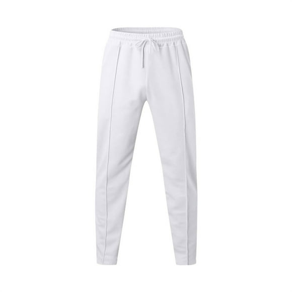 WEAIXIMIUNG White Dress Pants Men 2024 Men's Fashion Casual Solid Color Loose Closed Rope Straight Pants