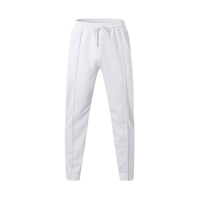 WEAIXIMIUNG White Dress Pants Men 2024 Men's Fashion Casual Solid Color Loose Closed Rope Straight Pants