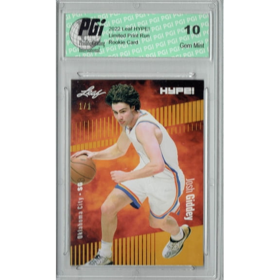Josh Giddey 2022 Leaf Hype #74A Gold Blank Back #1/1 Rookie Card PGI 10