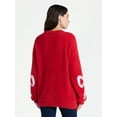 thumbnail image 3 of 99 Jane Street Women's and Women's Plus Bow Print Pullover Sweater, Midweight, Sizes XS-4X, 3 of 5