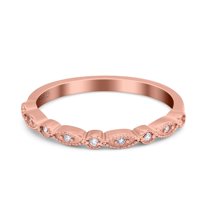 Rose Tone, Simulated Cubic Zirconia Size-7 Half Eternity Wedding Band Ring Marquise CZ 925 Sterling Silver