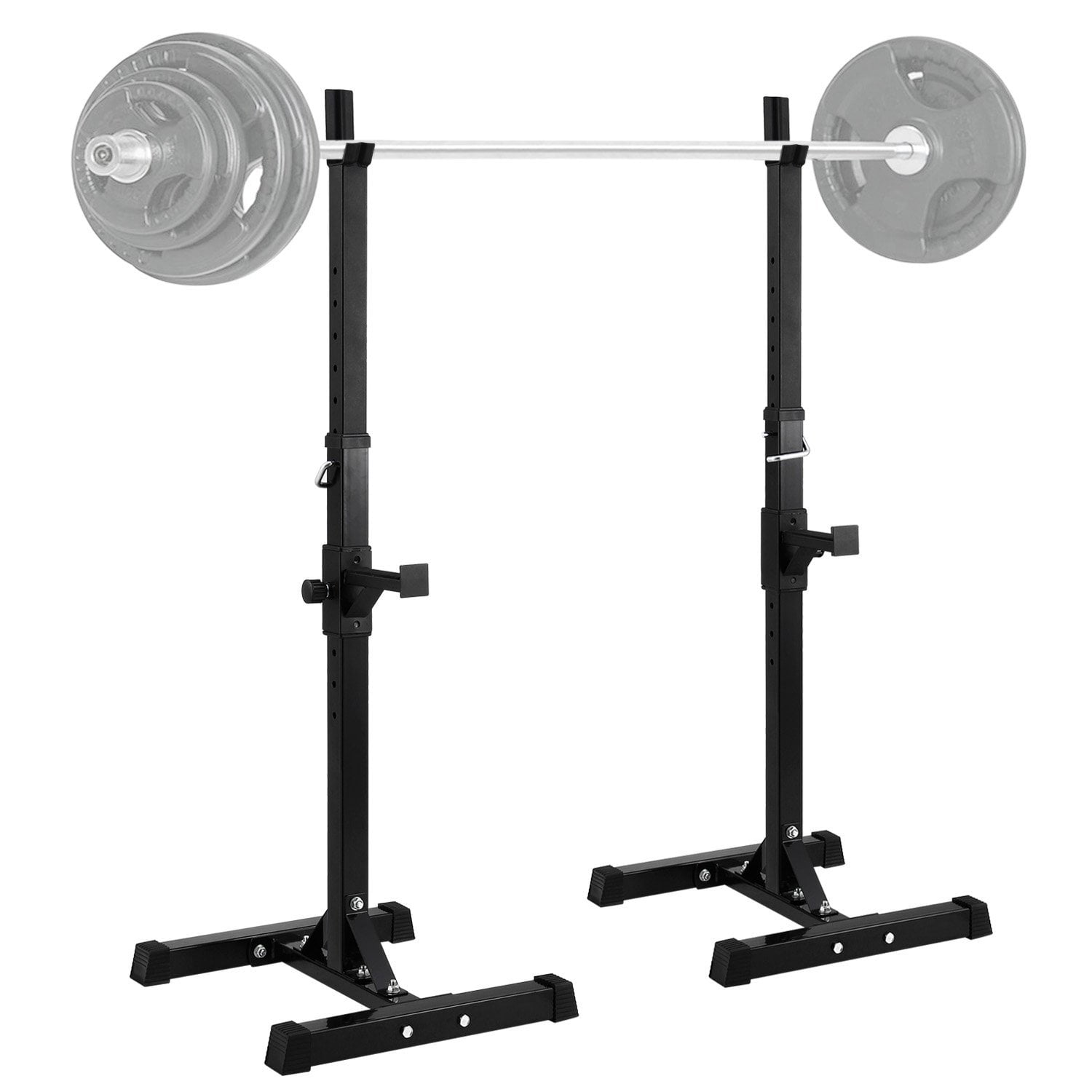 Gorilla Sports Weight Bench with Adjustable Barbell Rack Black/White Colour Black