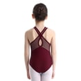 thumbnail image 3 of iiniim Girls Sleeveless Mesh Splice Criss Cross Back Ballet Dance Leotard Bodysuit, 3 of 7