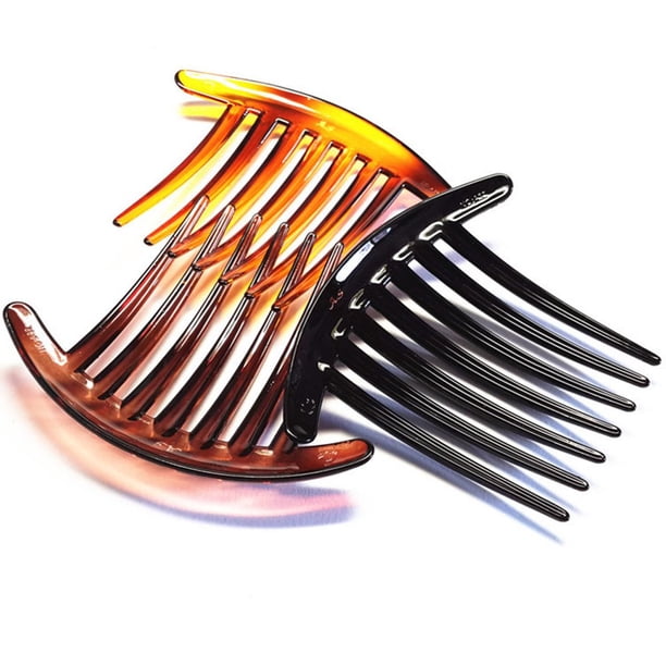 Peine de pelo lateral de plástico con peines de torsión francesa para mujer con siete dientes, juego de 6 (3 colores cada 2 unidades)
