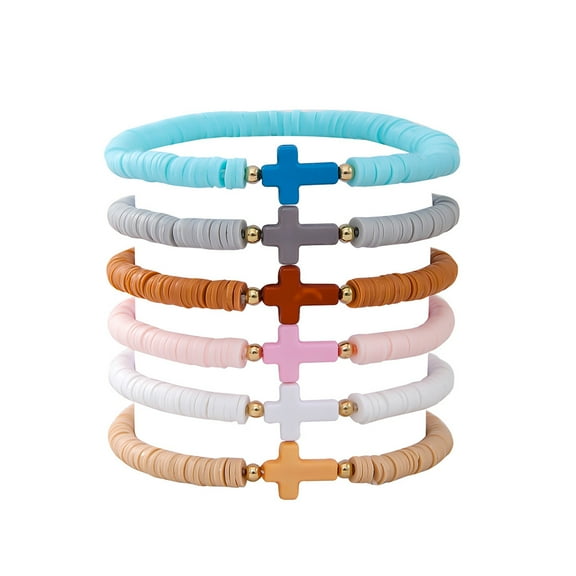 AEXTO Friendship Bracelets for Women - Heishi Surfer Colorful Smile Evil Eye Clay Beaded Stretch Bracelets Elastic Layering - Stackable Boho Disc Y2K Aesthetic Summer Jewelry Set