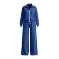 thumbnail image 4 of IUYRTFE Women's Zip Up Jacket and Wide Leg Pants Set 2 Piece Casual Tracksuit Solid Color, 4 of 8