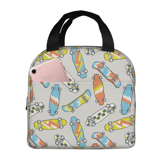Balery Skateboard Bolsa de Almuerzo Aislada – Caja de Almuerzo con Papel de Aluminio Grueso, Mantiene la Comida Fresca por 4 Horas