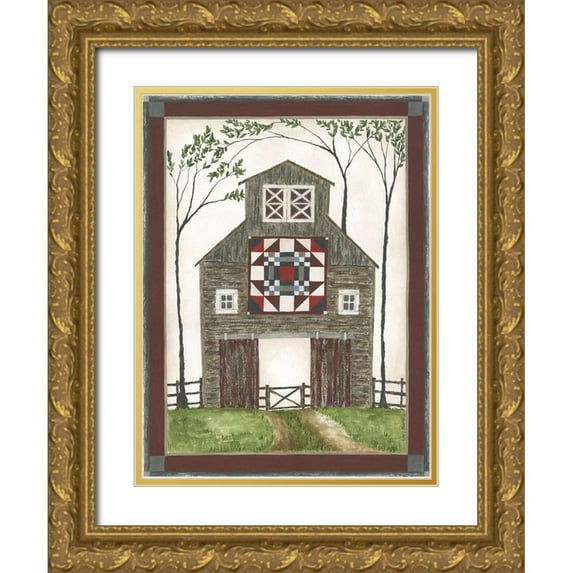 Shamp, Cindy 19x24 Gold Ornate Wood Framed with Double Matting Museum Art Print Titled - Barn Square 2