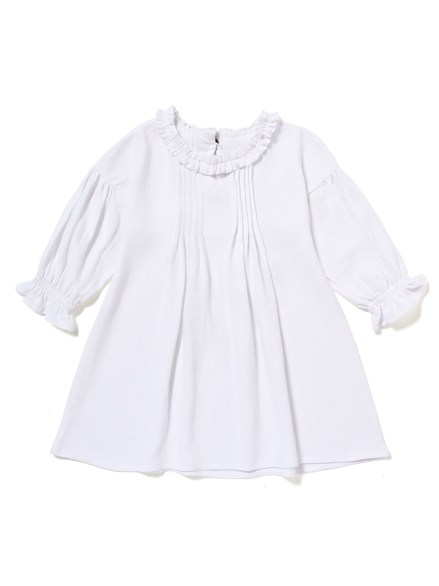 Mary ye Girls Elegant Cotton Linen Dress Kids Sleeveless Ruffle Skirt Sundress