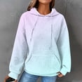 thumbnail image 5 of Sweatshirts for Women Trendy Graphic Fall Winter Comfy Hooded Long Sleeve Bubble Drop Shoulder Hoody Gradient Print Hoodie Cotton Hoodies Sweatshirts(Light Purple,L), 5 of 7