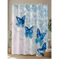 thumbnail image 4 of Fsddascl Blue Butterfly Coastal Shower Curtain Set - 72" x 78" Washable Bathtub Curtain with 12 Hooks, Summer Beach Ocean Wave Waterproof Fabric Stall Shower Curtains for Bathroom/Bathtub Décor, 4 of 6