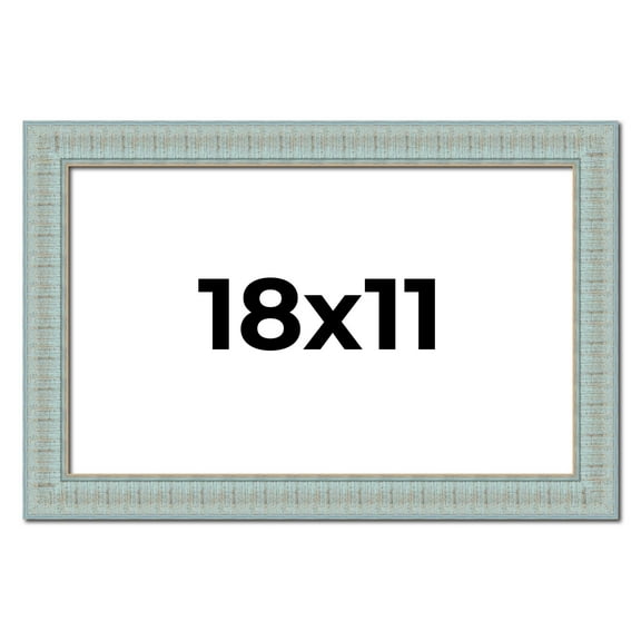 18x11 Frame Blue Teal Distressed Solid Wood Picture Frame | 1.625 Inch Moulding Width | Sonoma Blue