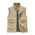 thumbnail image 2 of Mwjwdo Utility Vest for Men Fishing Golf Travel Hiking Photo Outwear Lightweight Sleeveless Jacket with Pockets Khaki M, 2 of 5