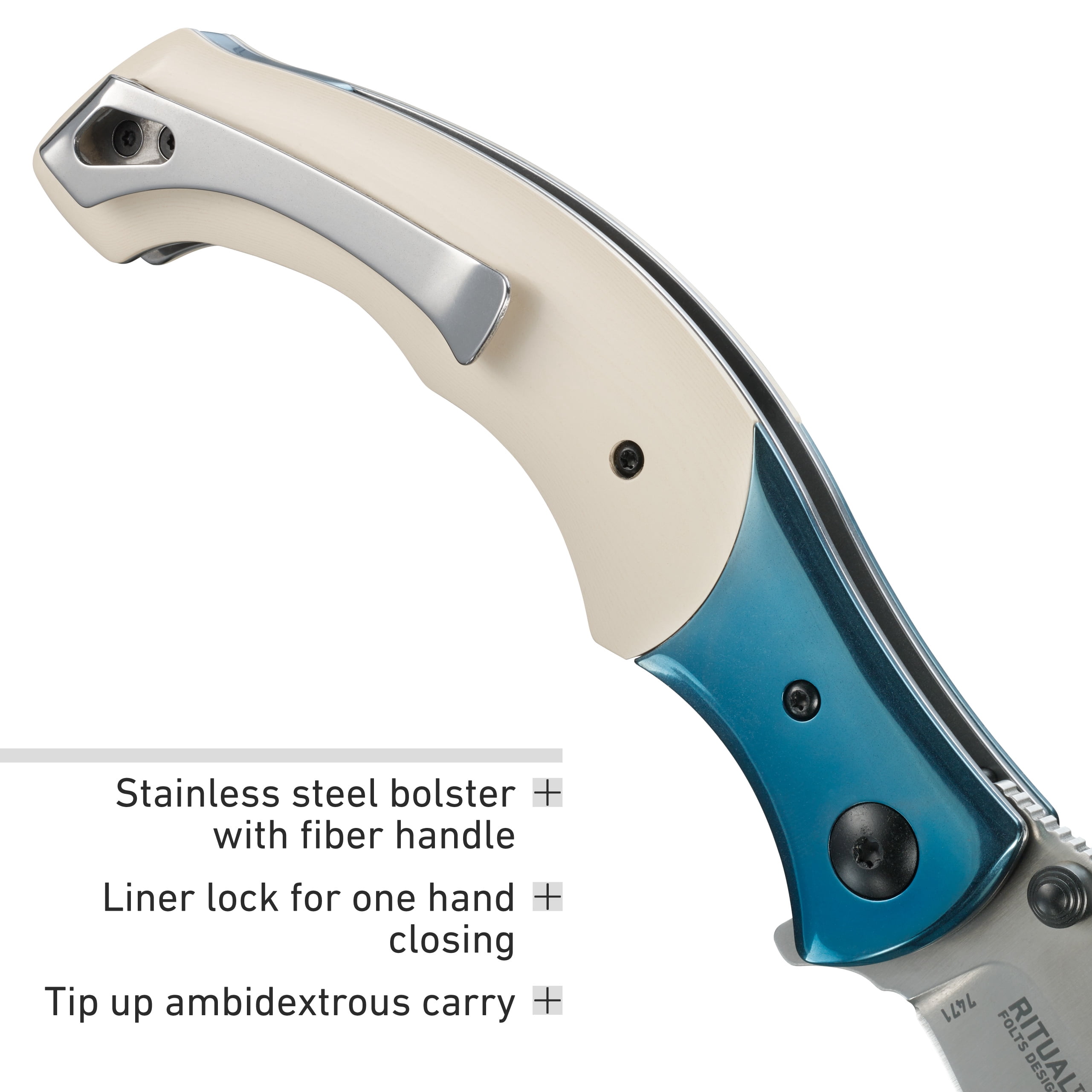CRKT Ritual Everyday Carry Assisted Folding Knife with Liner Lock: 12C27 Steel Persian Style Blade, Micarta w/Stainless Steel Bolster Handle, Pocket Clip, 7471