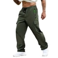 thumbnail image 5 of Ndbuld Mens Athletic Pants Casual Sport Pocket D Zipper Solid Color Elastic Waist Cargo Pants Army Green,S, 5 of 9