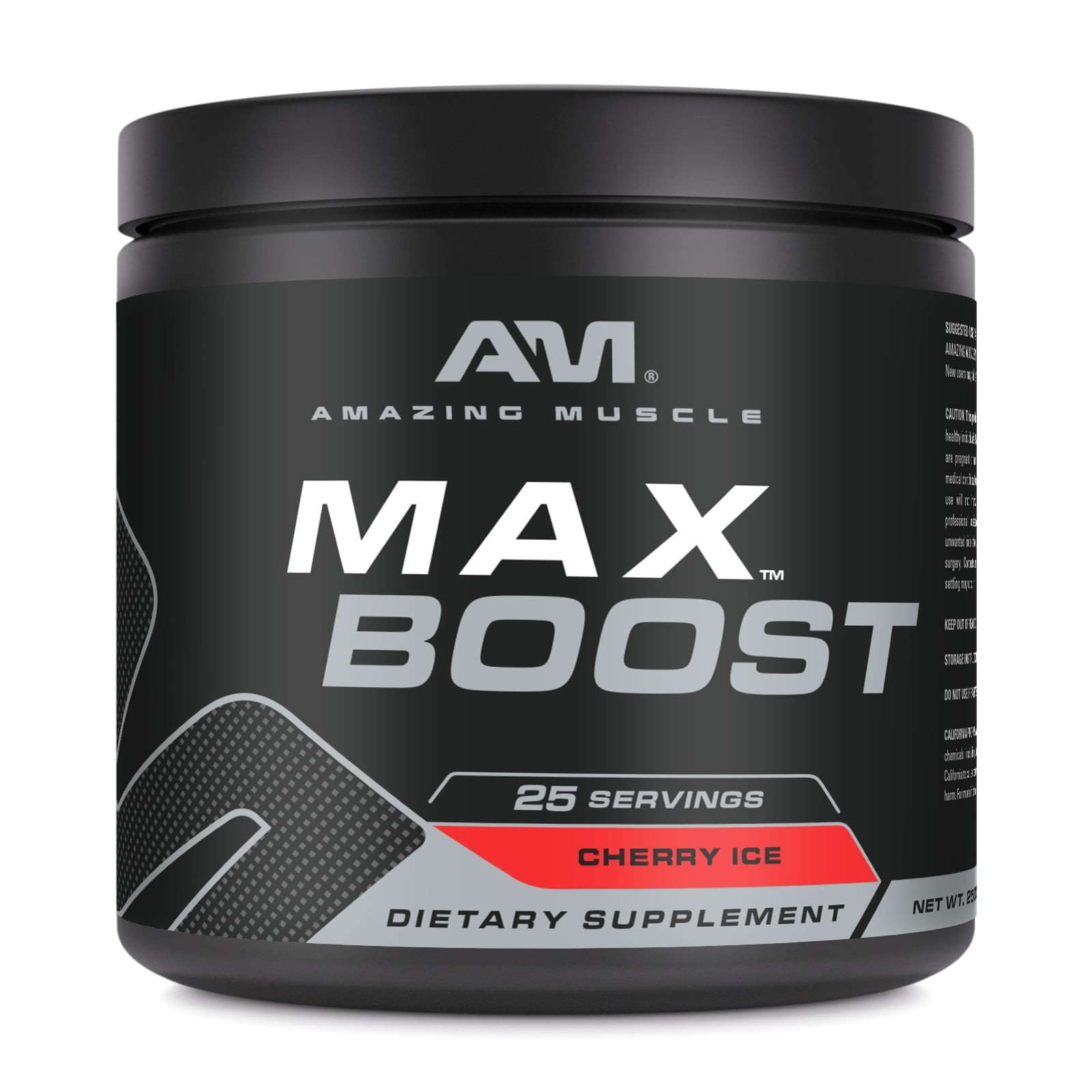 Amazing Muscle Max Boost- Advanced Pre-Workout | Cherry Ice Flavor | Formula Power Pack with 3000mg of Creatine, 2000mg of Beta Alanine, 500mg of Taurine, 75mg Caffeine, B3, B6, B12 & More
